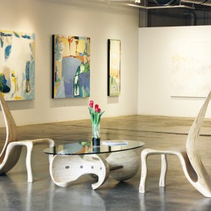 Meet in the Middle (coffee table) and Swish (chairs)
