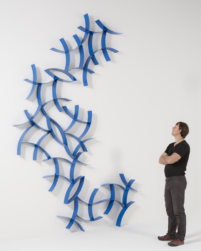 Blue metal wall sculpture