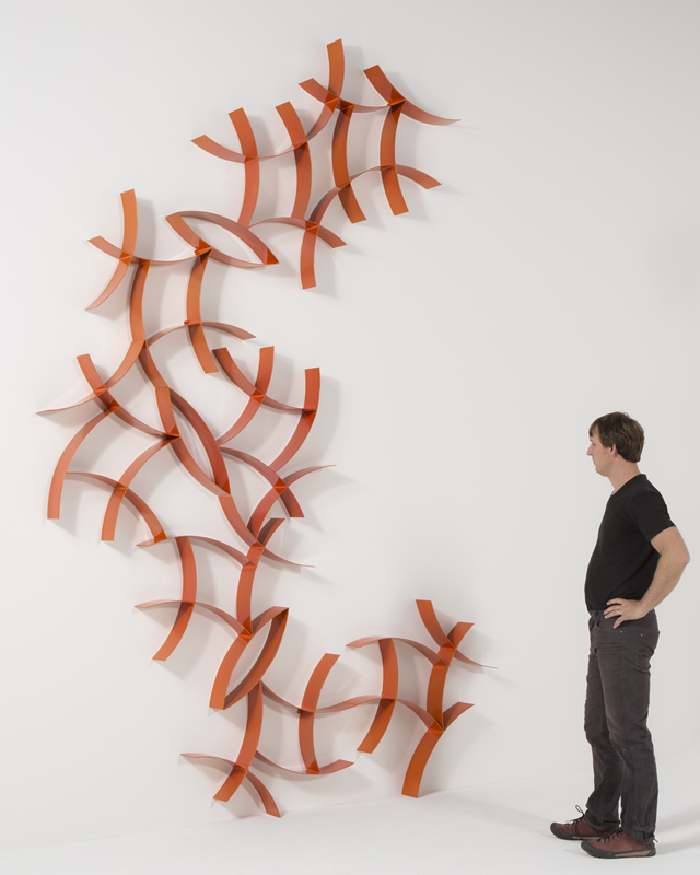 red wall sculpture