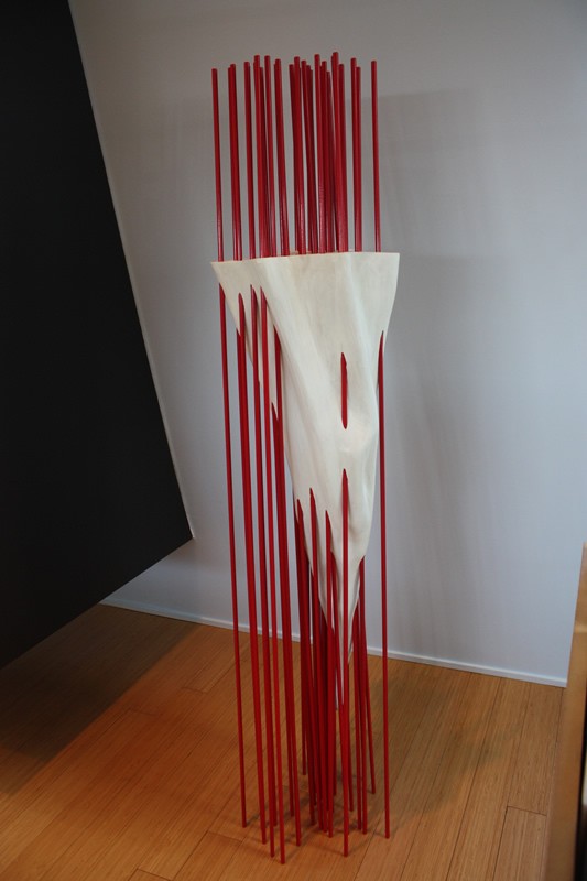 white and red sculpture